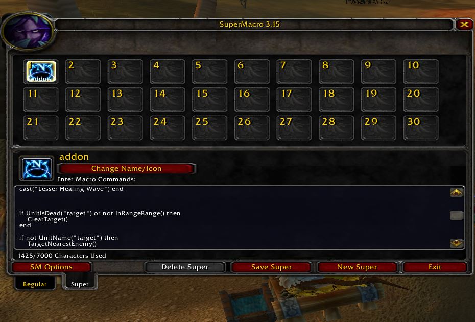 Addon SuperMacro per World of Warcraft Vanilla (1.12.1)