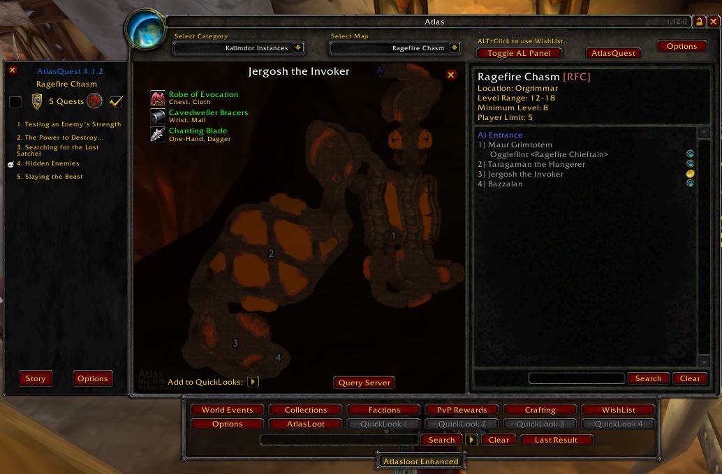 Addon Atlas, AtlasLoot e AtlasQuest per World of Warcraft Vanilla (1.12.1)